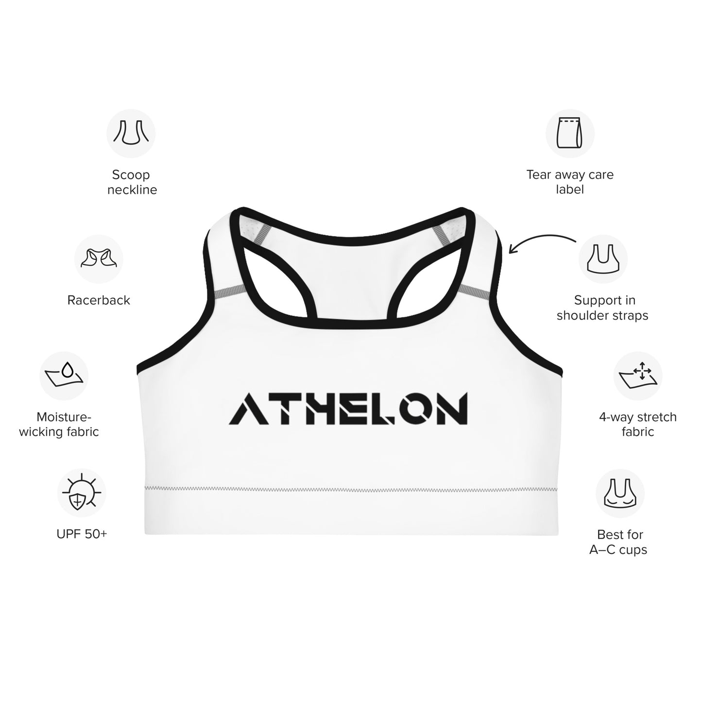 Athelon Performance Women's Sports Bra - White