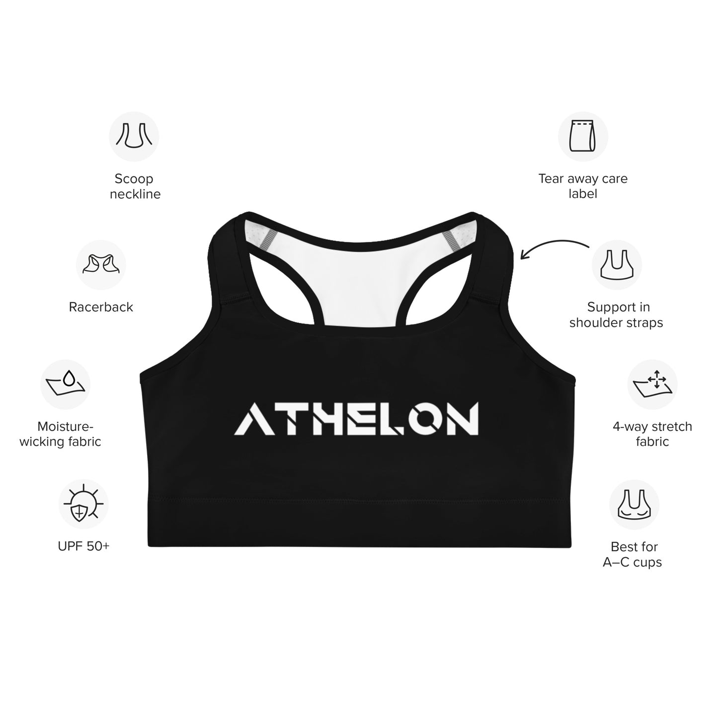 Athelon Performance Women's Sports Bra - Black